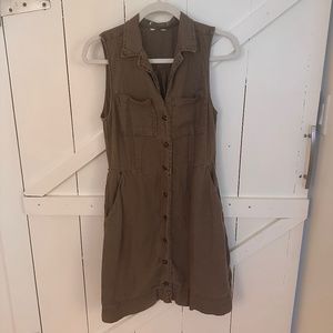 Olive Green Linen Dress